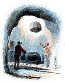 Sending baskets of coal to the surface of a mine, 1852