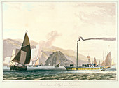 Steamboat on the Clyde near Dumbarton', c1814