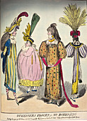 A caricature of late 18th century fashion, 1795