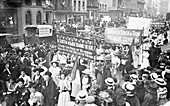 Suffragettes on their way to Women's Sunday, 21st June 1908