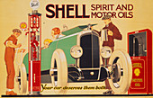 Poster advertising Shell spirit and motor oils.