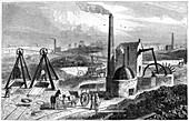 Engine drawing coal in the Staffordshire collieries, 1886