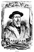 Ferdinand Magellan, 16th century Portugese navigator, 1868