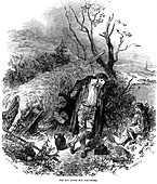 Evicted Irish peasant family, 1848