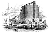 Exterior view of City of London Gasworks, 1876