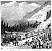 Central Pacific Railraod, Sierra Nevada mountains, c1875