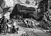Construction of St Gotthard Tunnel beneath the Alps, 1880