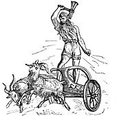 Thor riding in chariot drawn by goats