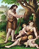 Adam and Eve with their sons Cain and Abel