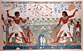 Ancient Egyptians hunting wildfowl with throwing sticks