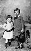 Albert Einstein and his sister Maja as small children