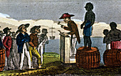 Auctioning slaves in the West Indies, 1824