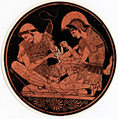 Achilles bandaging the wound of Patroclus, c1900