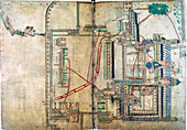 Plan of the water supply system to Canterbury Cathedral