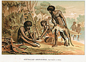 Australian natives preparing meal