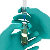 Syringe and drug ampoule, illustration