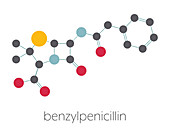 Penicillin G antibiotic drug molecule