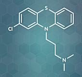 Chlorpromazine antipsychotic drug molecule