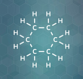 Cyclohexane chemical solvent molecule