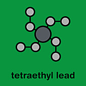 Tetraethyllead gasoline octane booster molecule