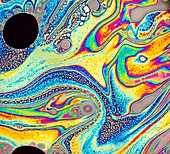 Soap bubble film iridescence, light micrograph