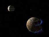 Aurorae on the moon of Jupiter, Ganymede, illustration