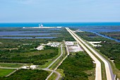 Aerial view of Kennedy Space Center.