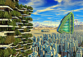 Future eco-friendly city, illustration