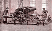 Wool carding machine, 19th century