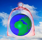 Plane earth in bell jar, illustration