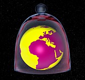 Planet earth in bell jar, illustration