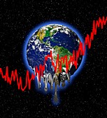 Planet earth with graph lines, illustration
