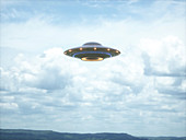 UFO in the sky, illustration