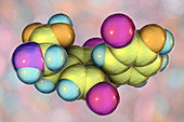 Triiodothyronine hormone, molecular model