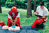 CPR training on dummy