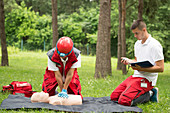 CPR training on dummy