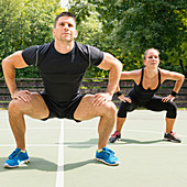 Group exercise class outdoors