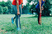 Women exercising outdoors