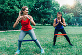 Women exercising outdoors