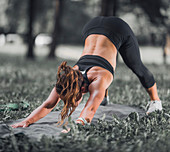 Woman stretching after exercise