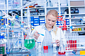 Researcher in chemistry lab