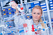 Researcher in chemistry lab