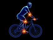 Cyclist with Joint pain, conceptual illustration