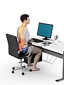 Office worker with back pain, conceptual illustration