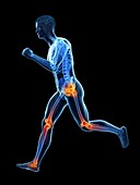 Runner with joint pain, conceptual illustration
