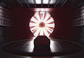 Car in wind tunnel, illustration