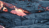 Pahoehoe lava slowing