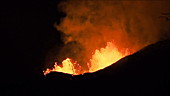 Lava fountains at night