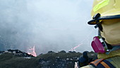 Scientist observes Halemaumau crater