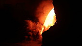 Fire hose lava on Kilauea at night